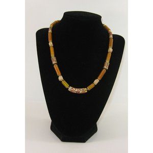 Vintage Brown Ceramic Bead Necklace